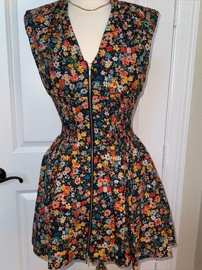 Anthropologie: The Tommie Cap Sleeve Smocked Front Zip Shirt Dress